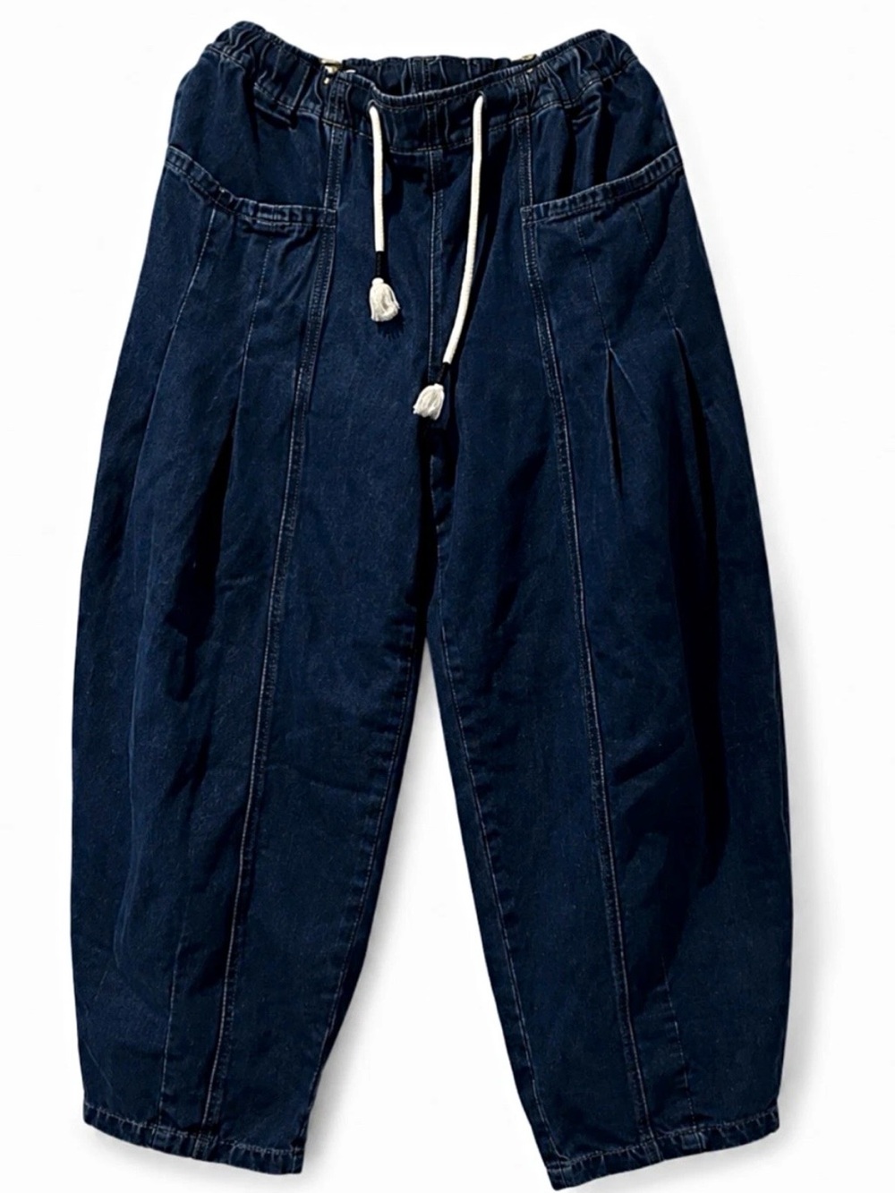 Men's Dark Blue Drawstring Denim Jeans